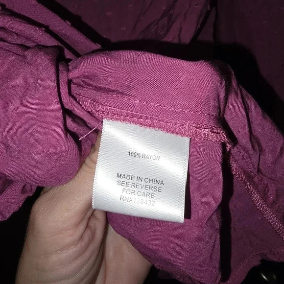 Modcloth Long Sleeve Sheer Plum Blouse Medium - Picture 5 of 5